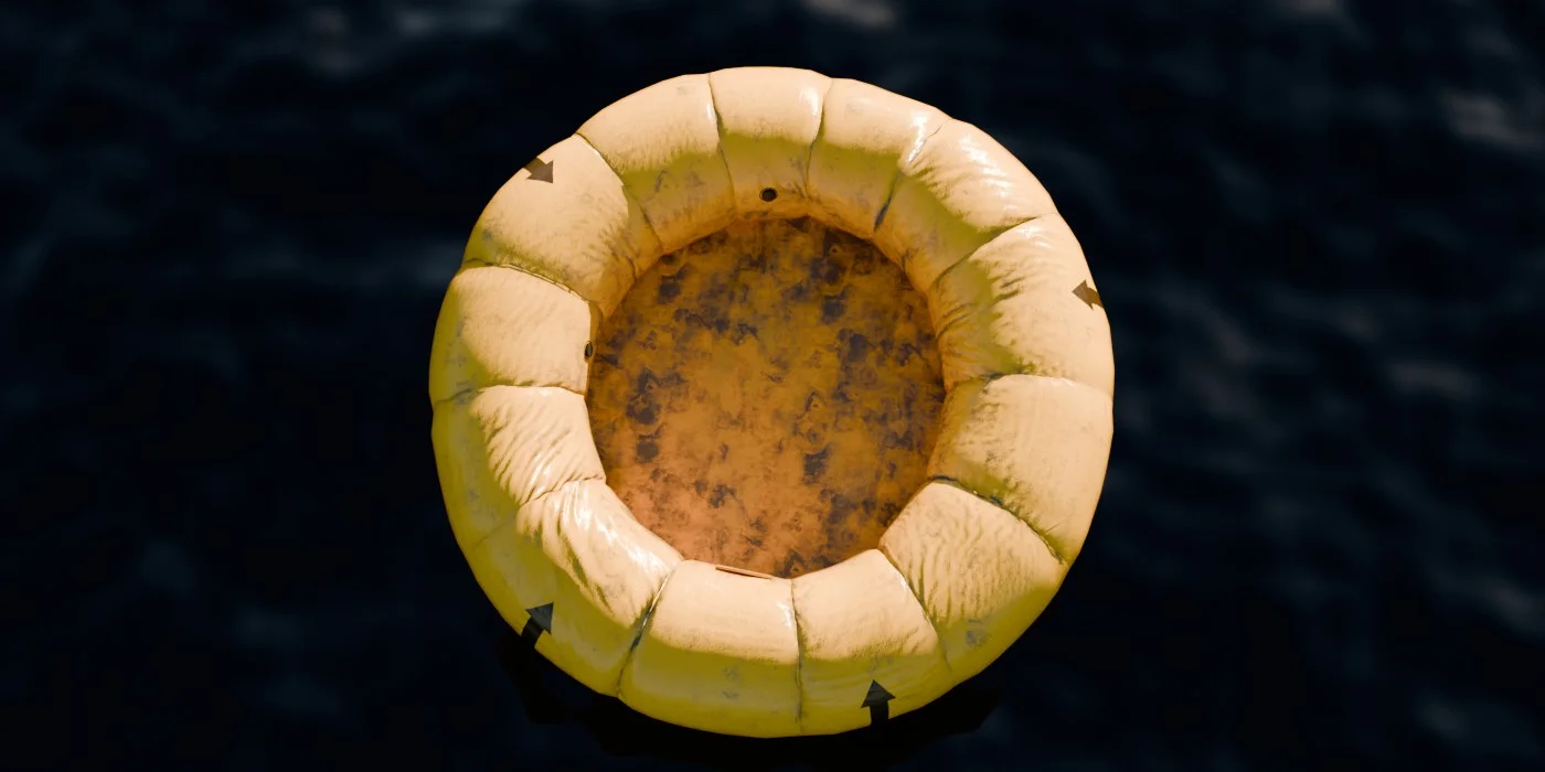 Yellow Inflatable Boat 3D Model image 3