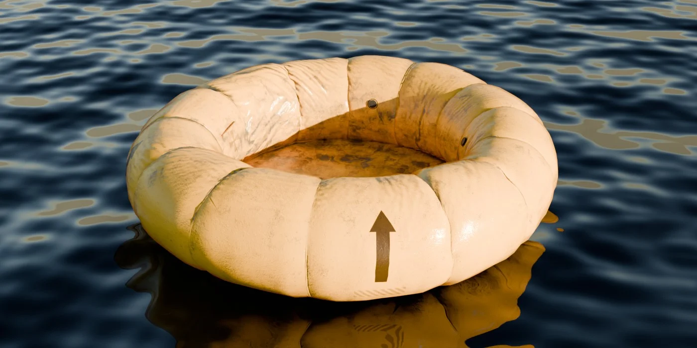 Yellow Inflatable Boat 3D Model