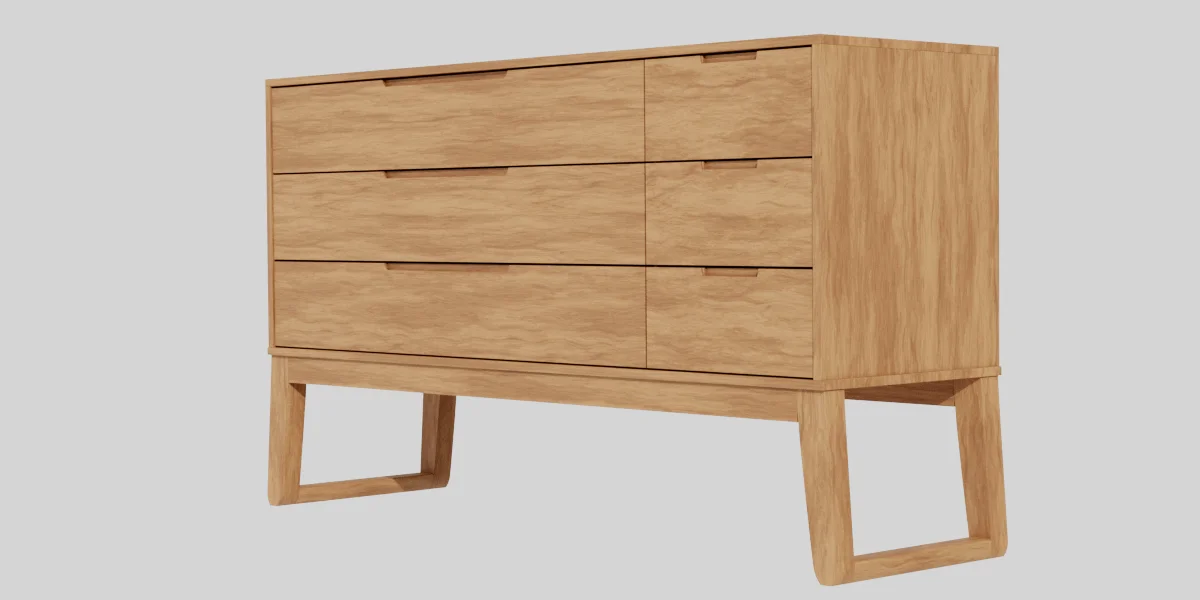 Dresser Chest Wood 3D Asset Model image 7