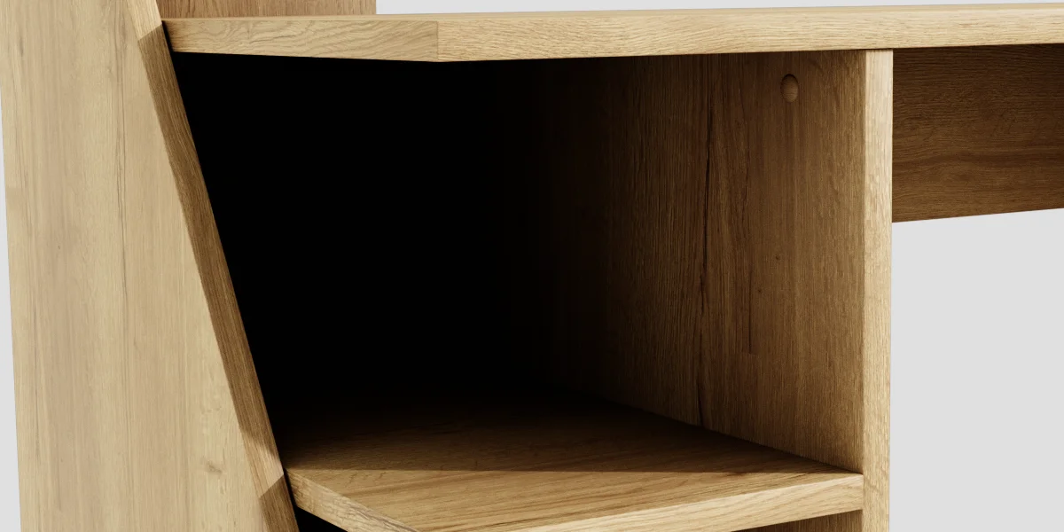Desk Shelf Wood 3D Asset Model image 4