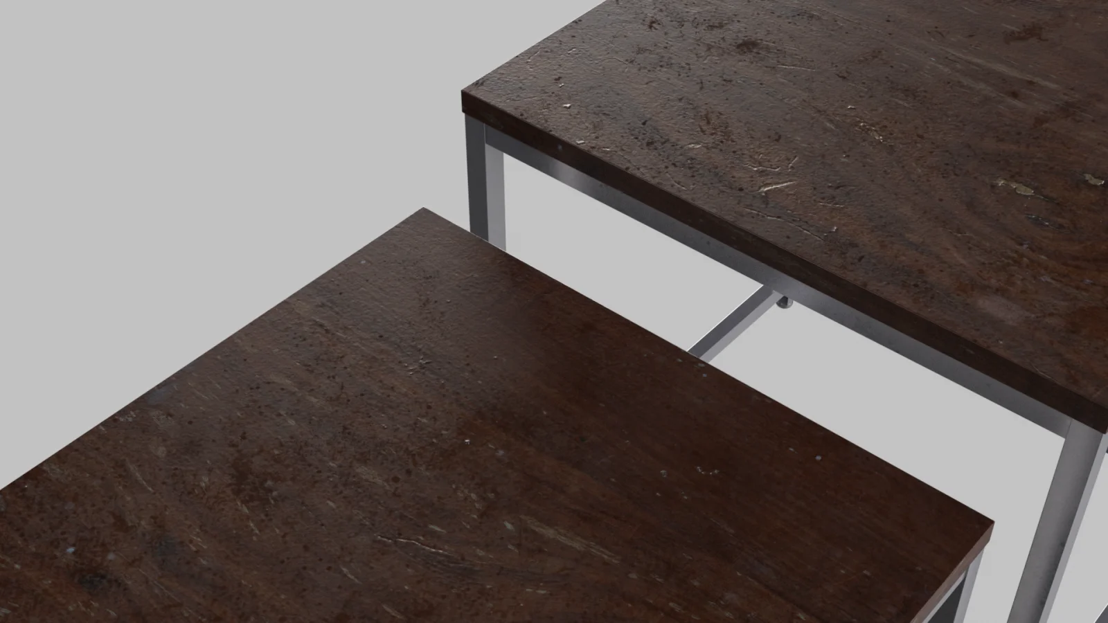 Chair Metal Wood Double 3D Asset Model image 3