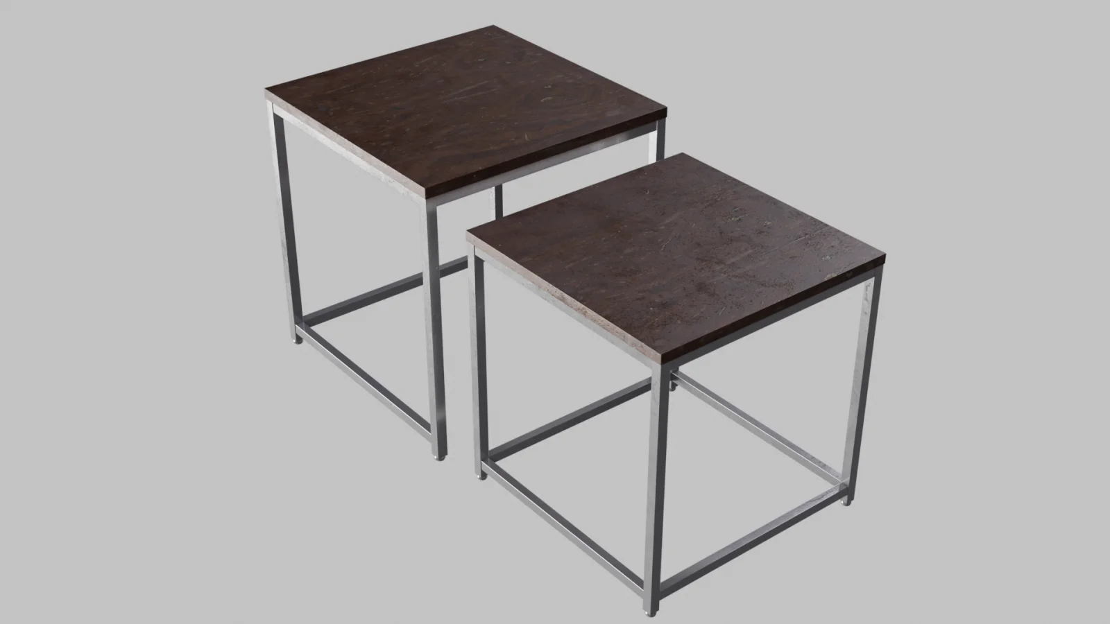 Chair Metal Wood Double 3D Asset Model image 4