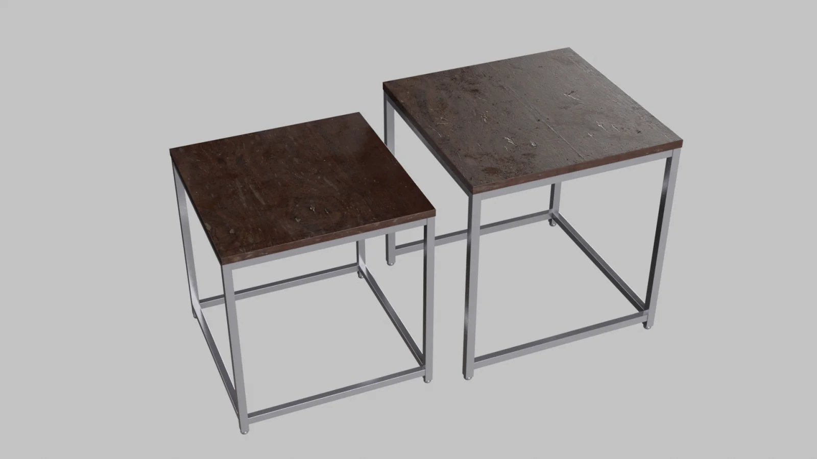 Chair Metal Wood Double 3D Asset Model