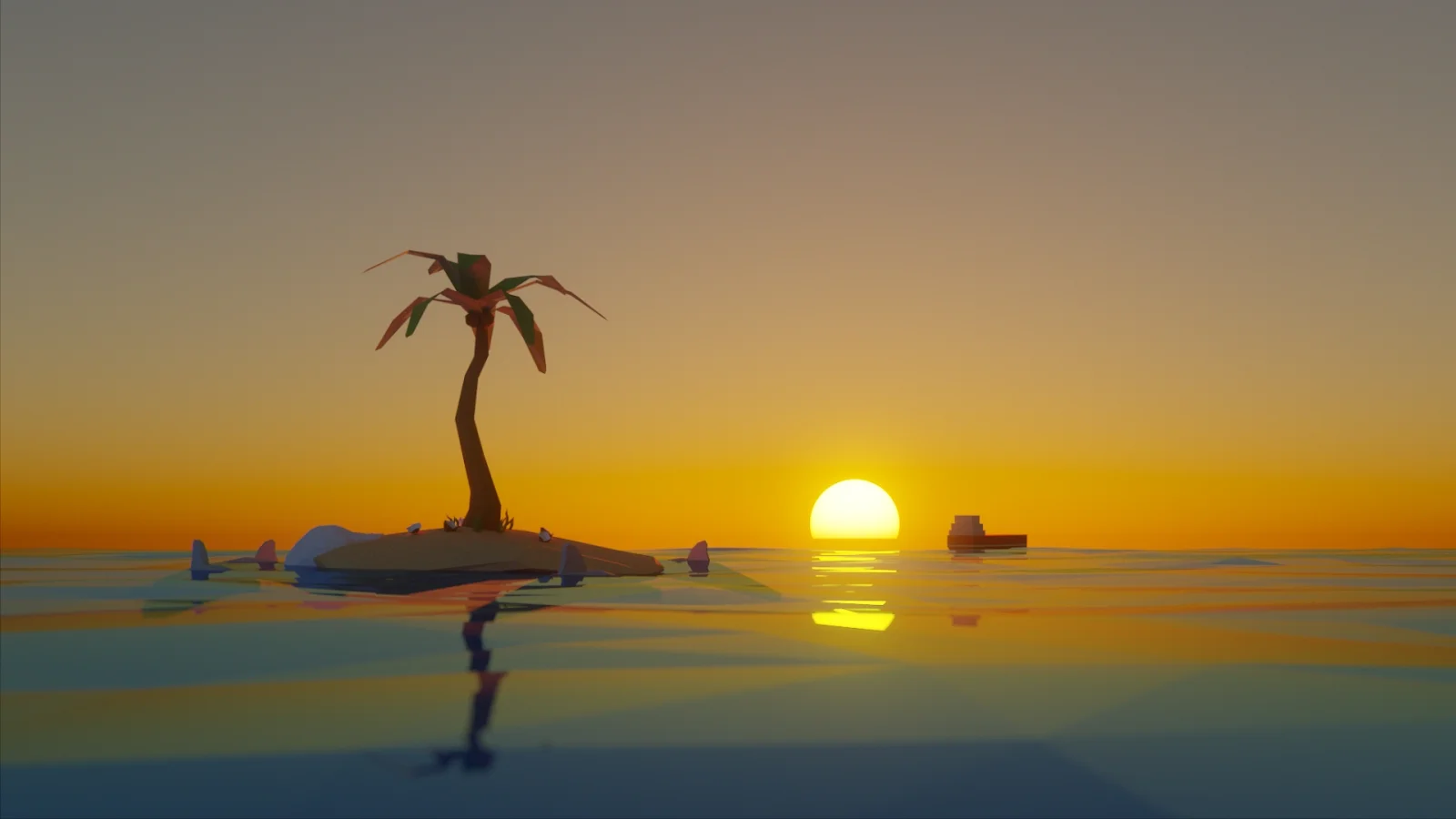 Island Sunset Low poly Blender scene