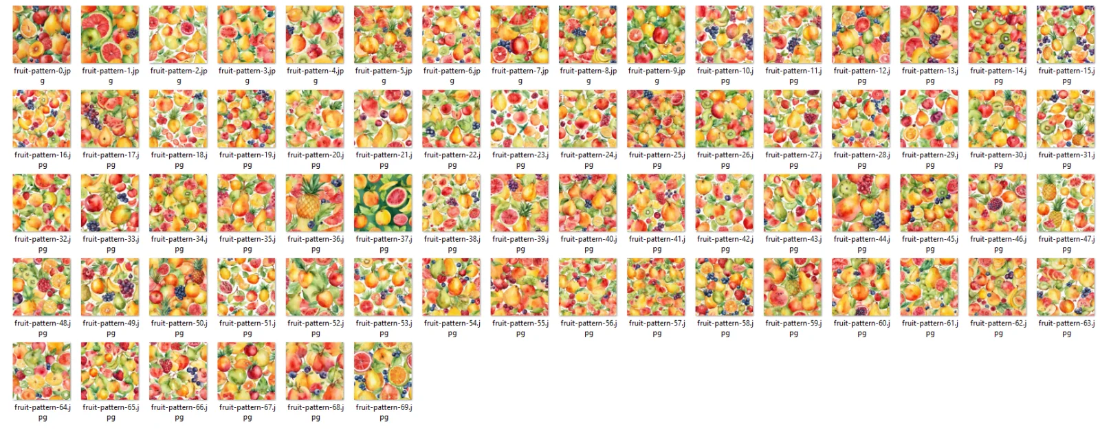 Pack 70 Watercolor Fruits Pattern (No Seamless) 4K image 2