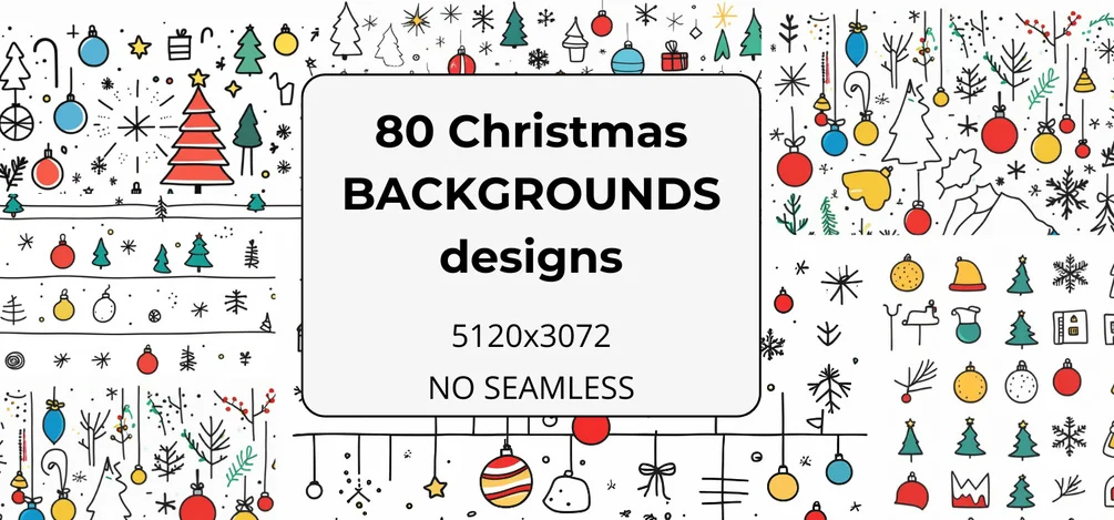 Pack 80 Christmas designs draw doodles kids (No Seamless)